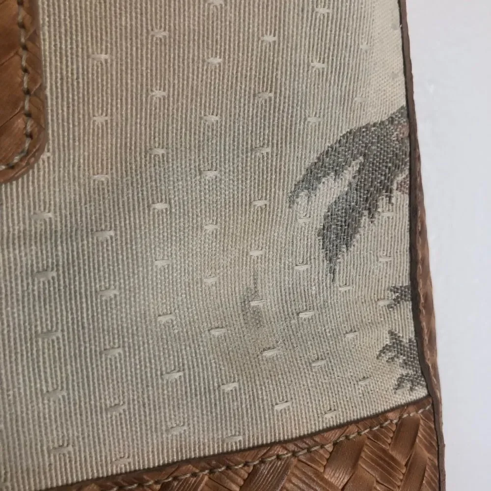 Vintage Brahmin Tropical Palm Tree Woven Shoulder Bag Tote - Picture 6 of 9